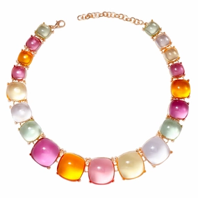 Wholesale Geometric Semicircle Round Resin Transparent Necklaces
