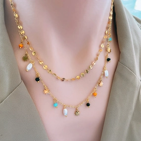 Wholesale Geometric Shape Pearl Titanium Steel Necklaces