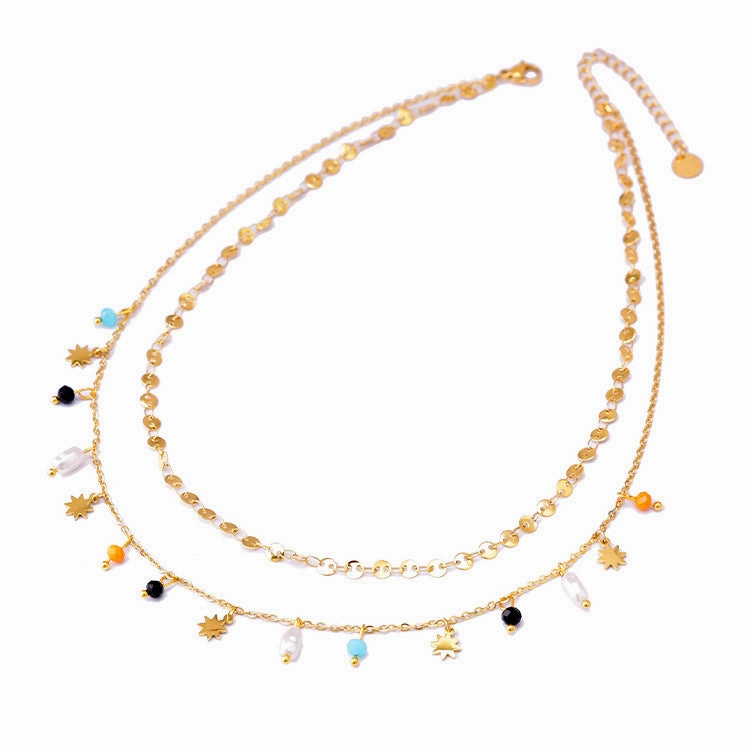 Wholesale Geometric Shape Pearl Titanium Steel Necklaces