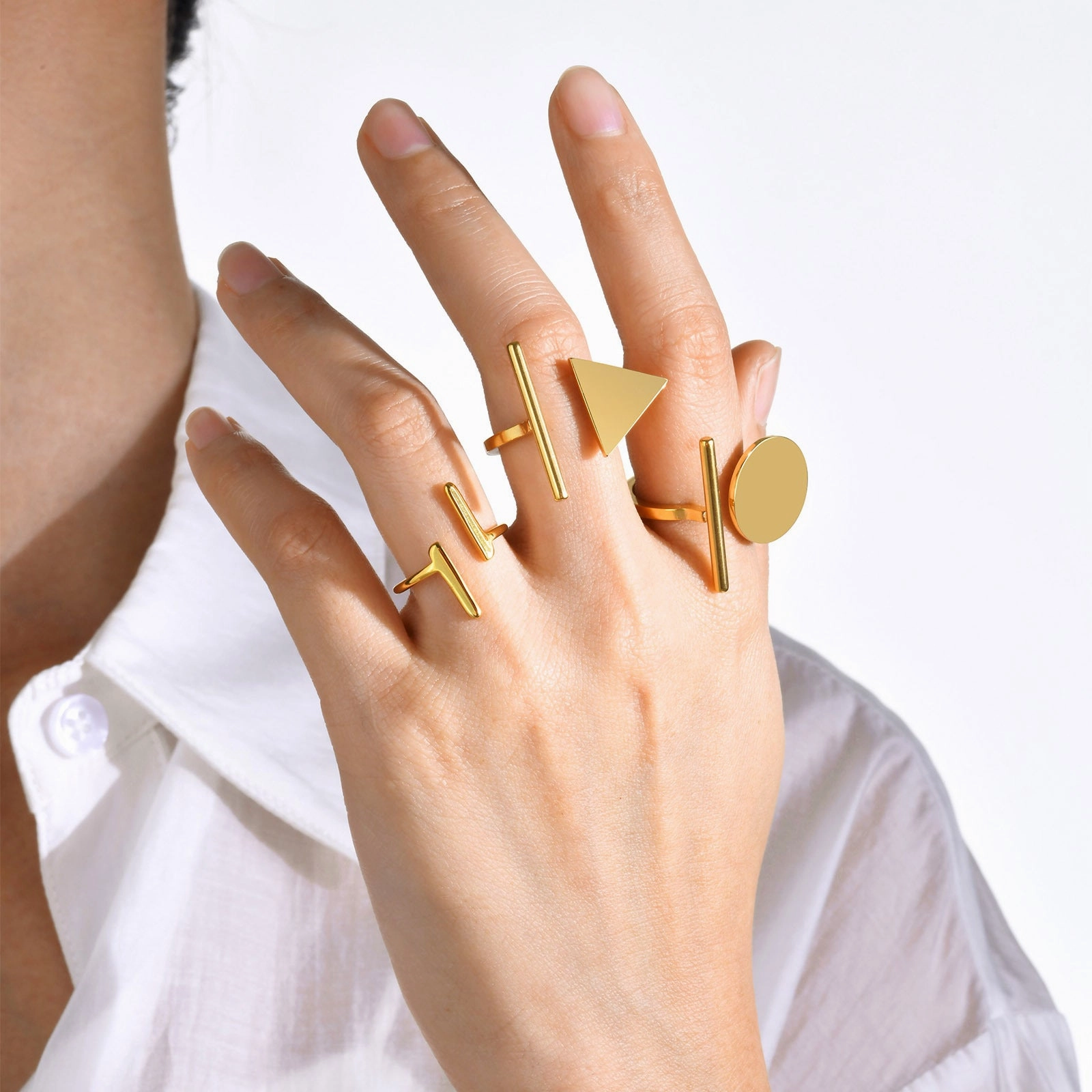 Wholesale Geometric Smooth and Simple Personalized Titanium Steel Rings