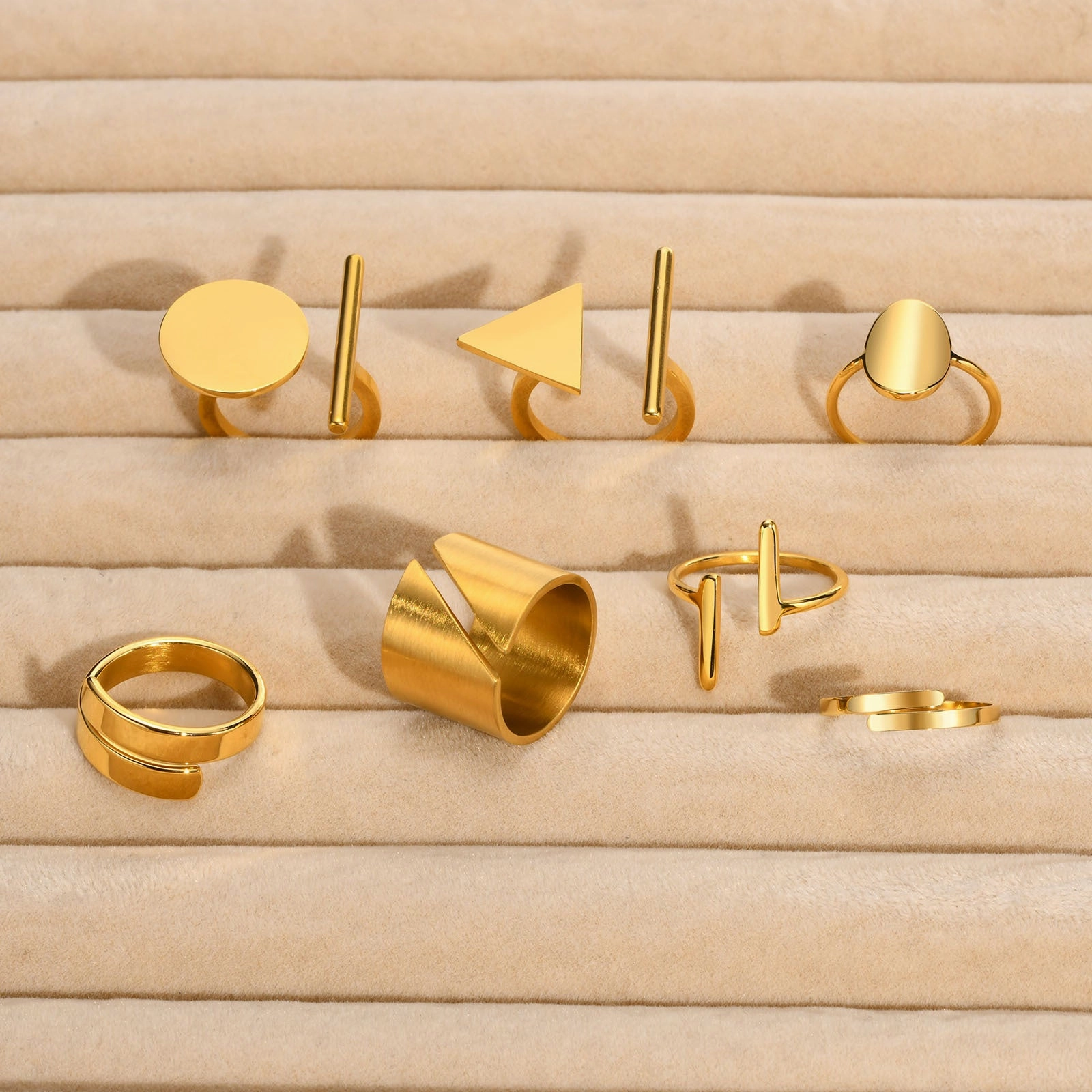 Wholesale Geometric Smooth and Simple Personalized Titanium Steel Rings