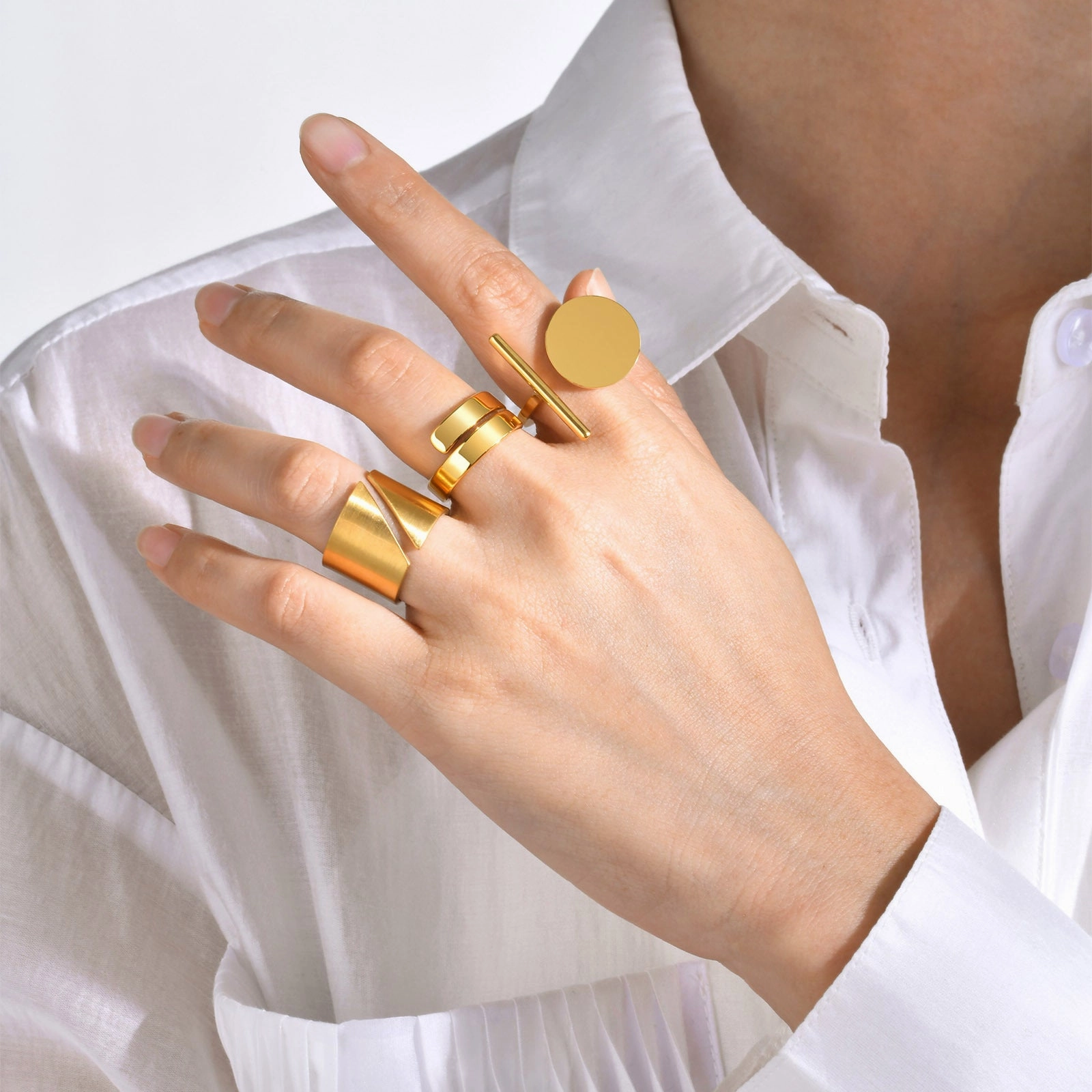 Wholesale Geometric Smooth and Simple Personalized Titanium Steel Rings