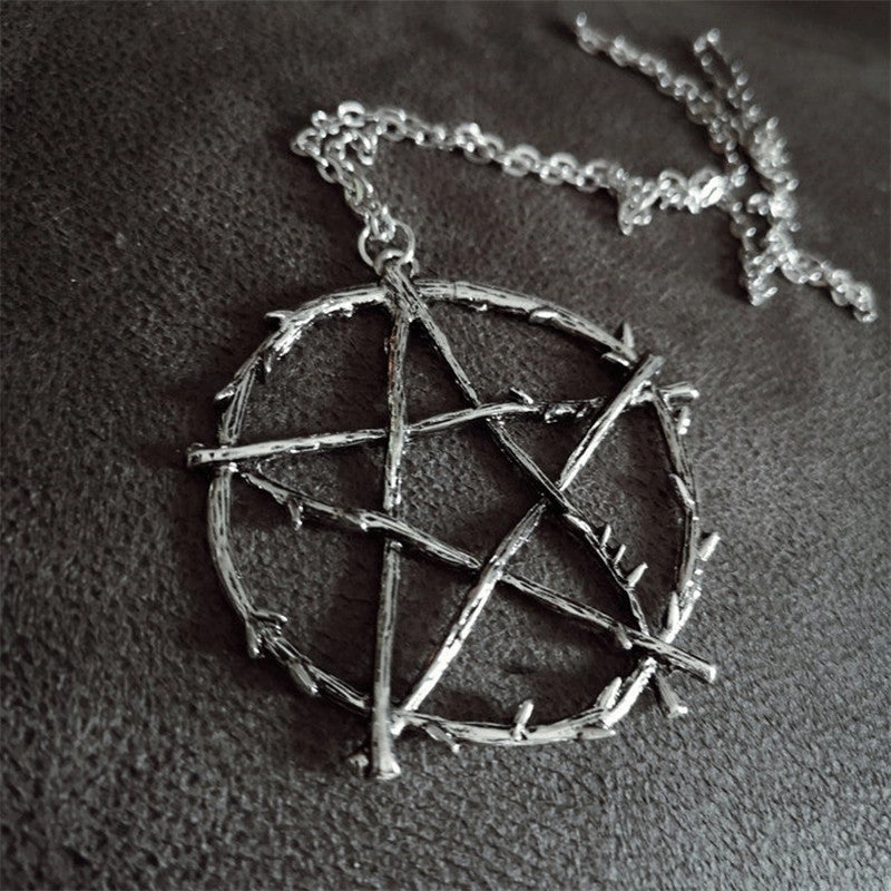 Wholesale Geometry Evil Power Lucifer's Sigil Sign Pentagram Pendant Alloy Necklaces