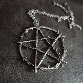 Wholesale Geometry Evil Power Lucifer's Sigil Sign Pentagram Pendant Alloy Necklaces