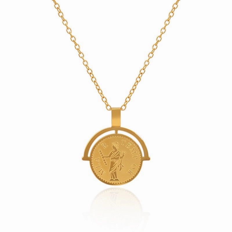 Wholesale Girl Portrait Titanium Steel 18K Gold Plated Necklace Sweater Chain