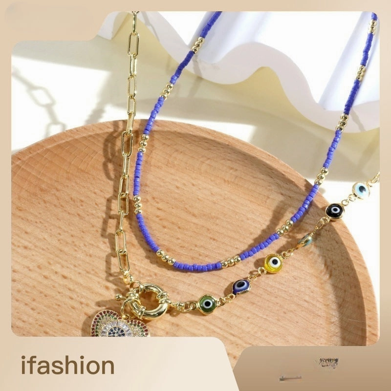 Wholesale Glass Colored Diamond Gold Plated Necklaces