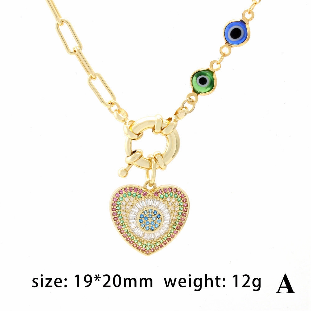Wholesale Glass Colored Diamond Gold Plated Necklaces