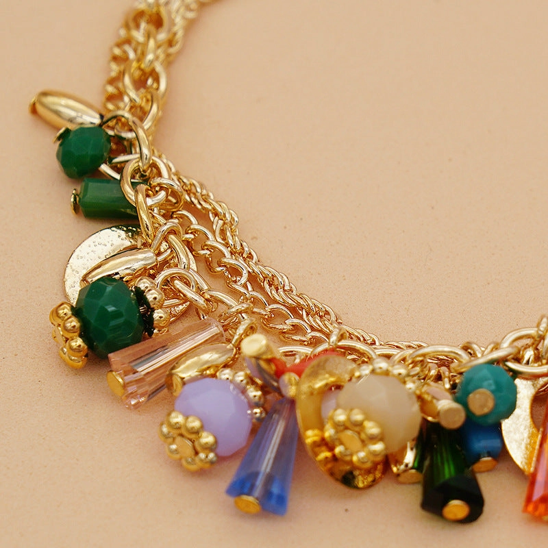 Wholesale Glass Crystal Mixed Color Multilayer Beaded Bracelet