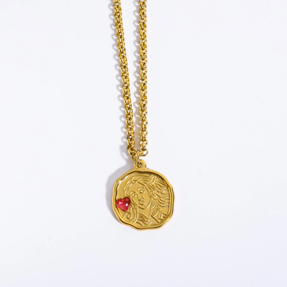 Wholesale God Athena Medusa Pendant Stainless Steel Sweater Chain
