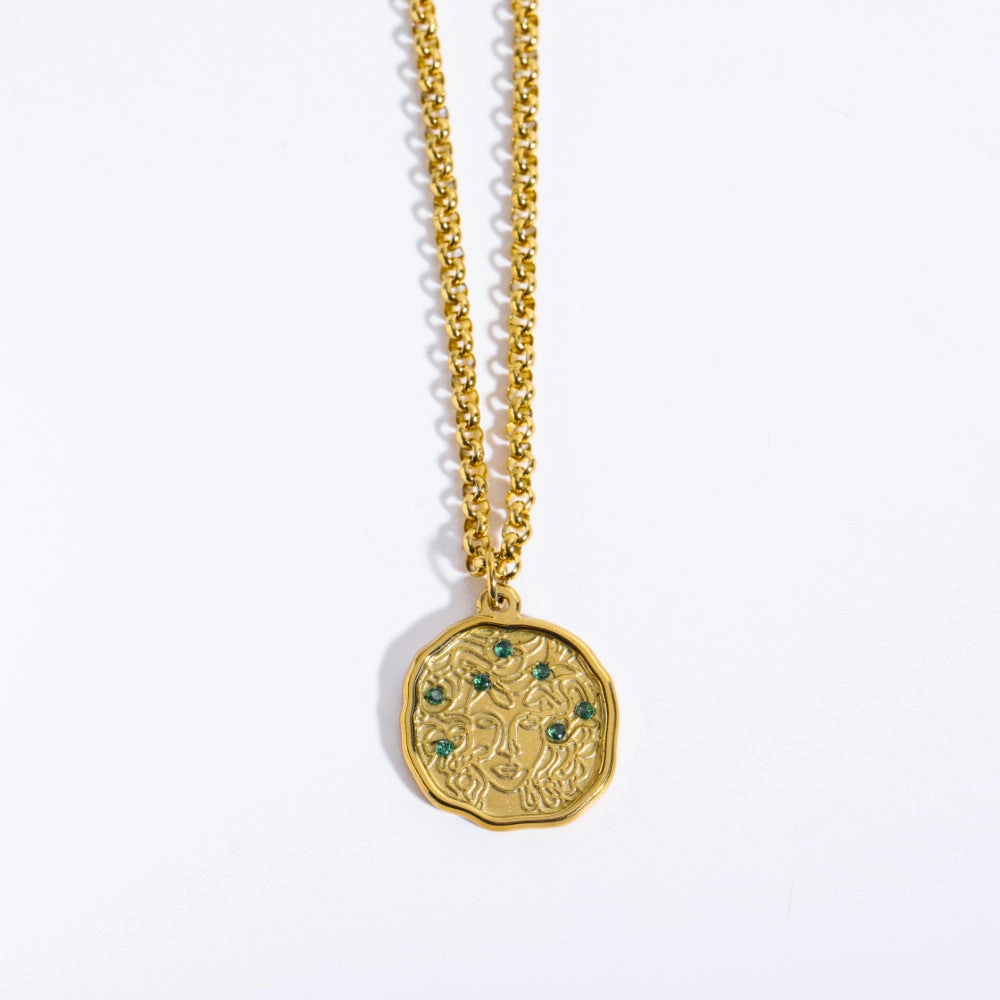 Wholesale God Athena Medusa Pendant Stainless Steel Sweater Chain