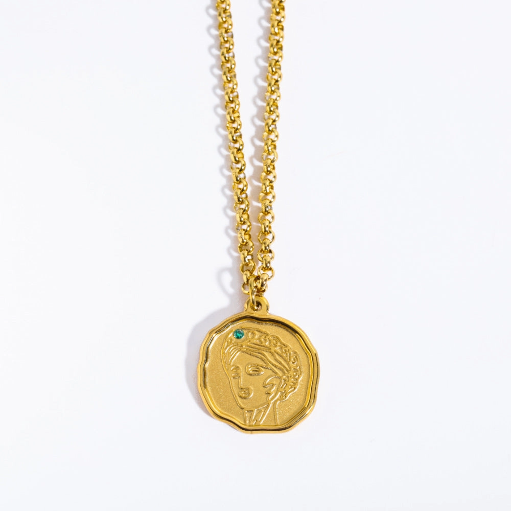 Wholesale God Athena Medusa Pendant Stainless Steel Sweater Chain