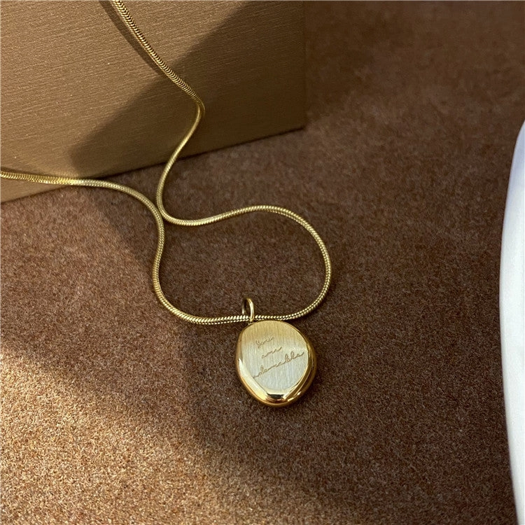 Wholesale Gold Alphabet Oval Pendant Titanium Steel Necklaces