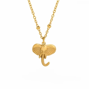 Wholesale Gold Plated 3D Elephant Pendant Titanium Steel Necklaces