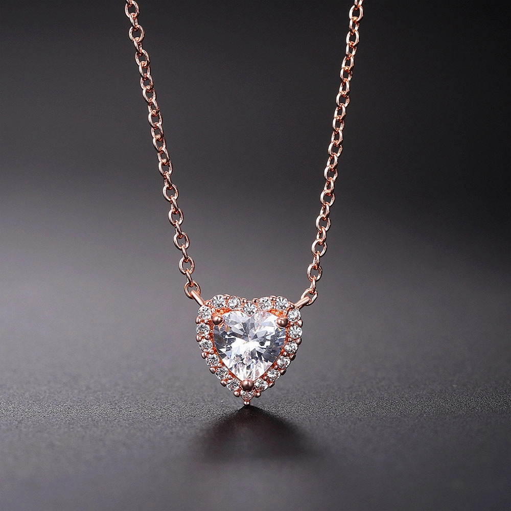 Wholesale Gold-plated Copper Heart-shaped Zircon Ring Set of Three