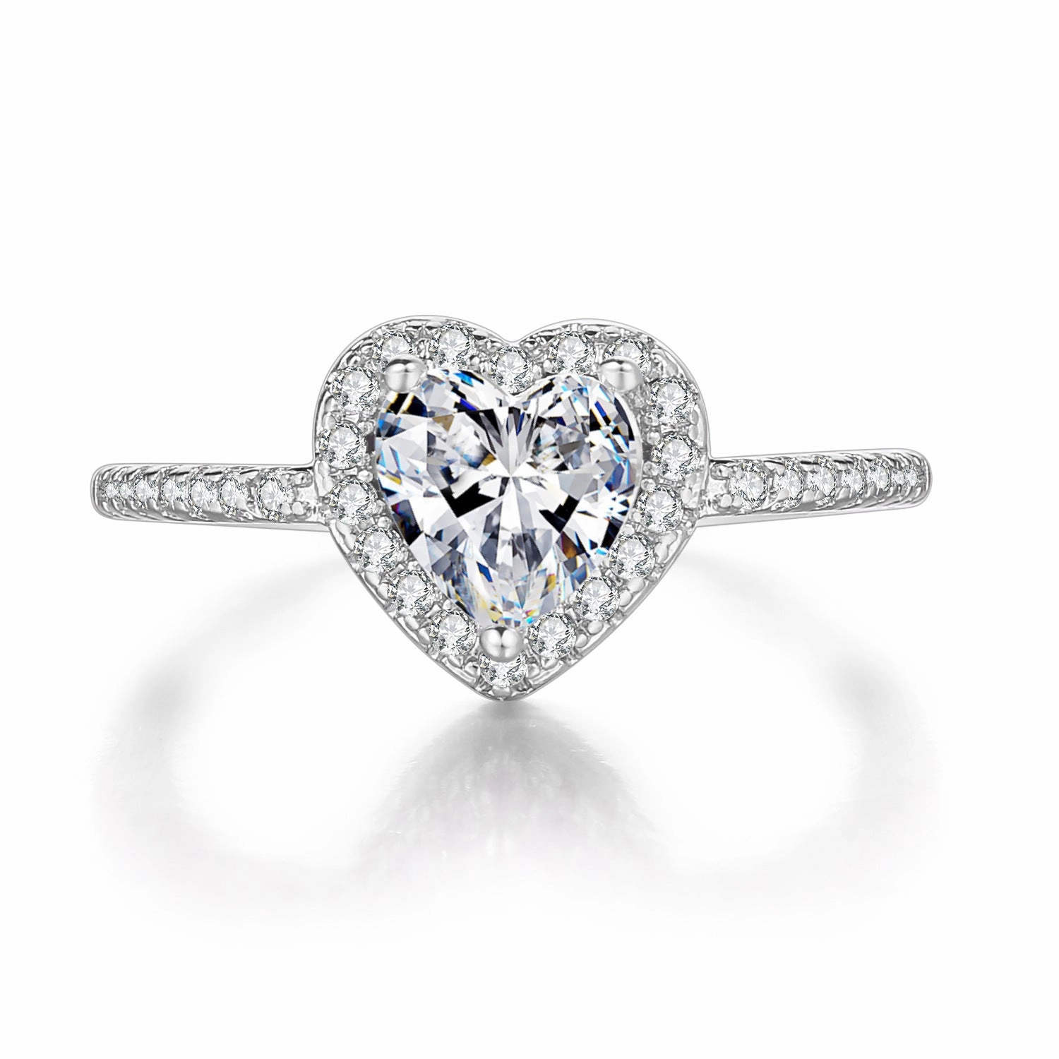 Wholesale Gold-plated Copper Heart-shaped Zircon Ring Set of Three