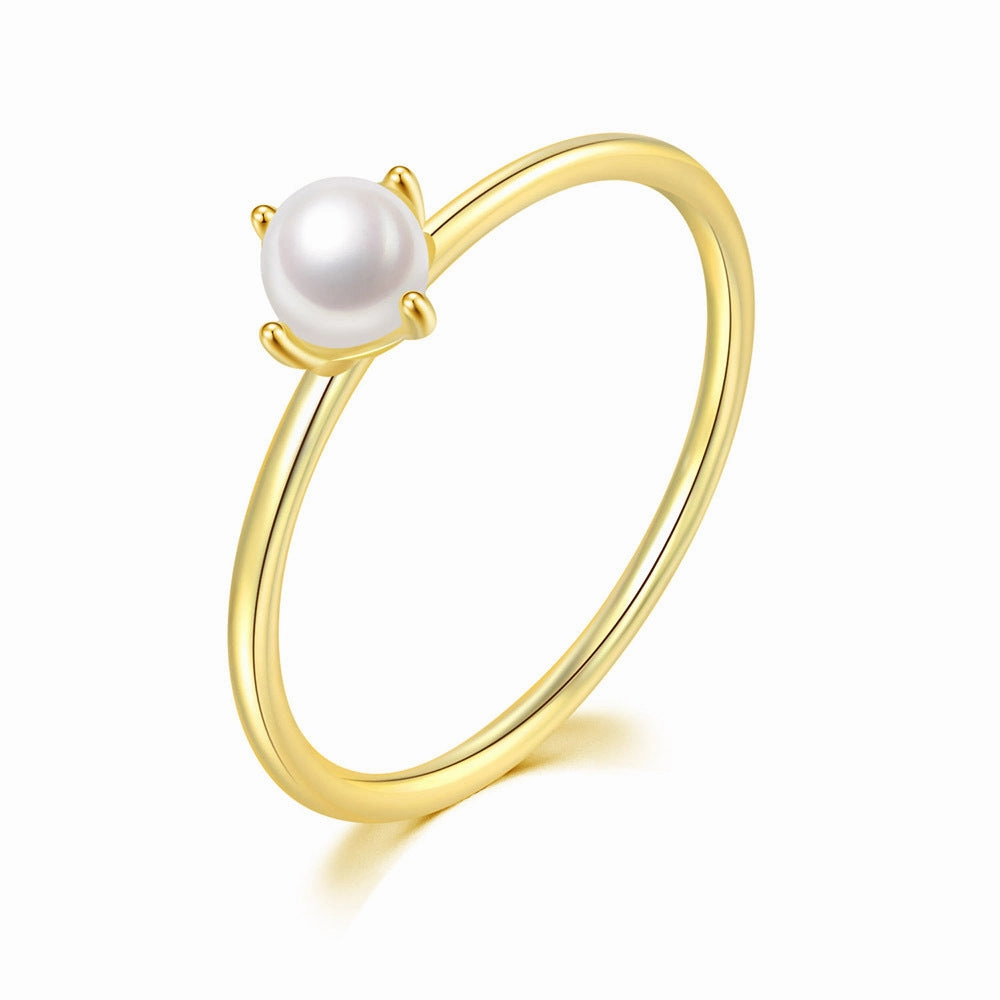 Wholesale Gold Plated Copper Pearl Thin Ring