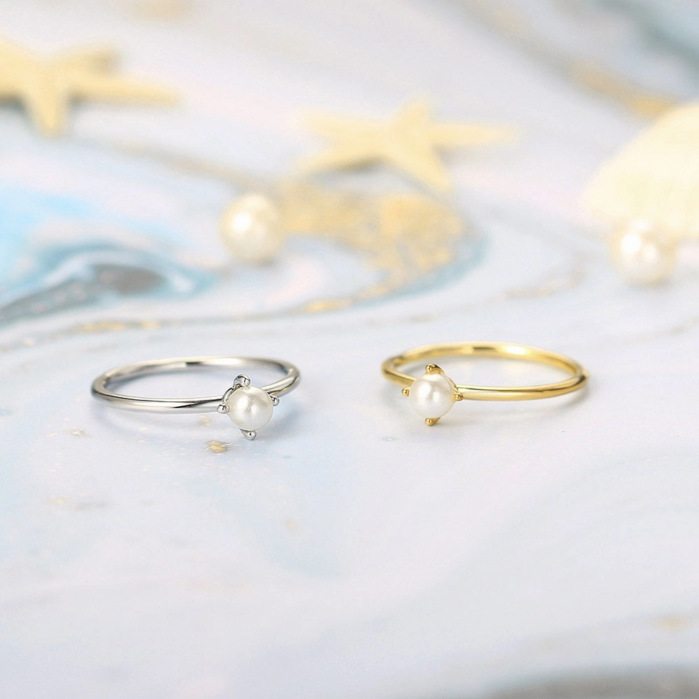 Wholesale Gold Plated Copper Pearl Thin Ring