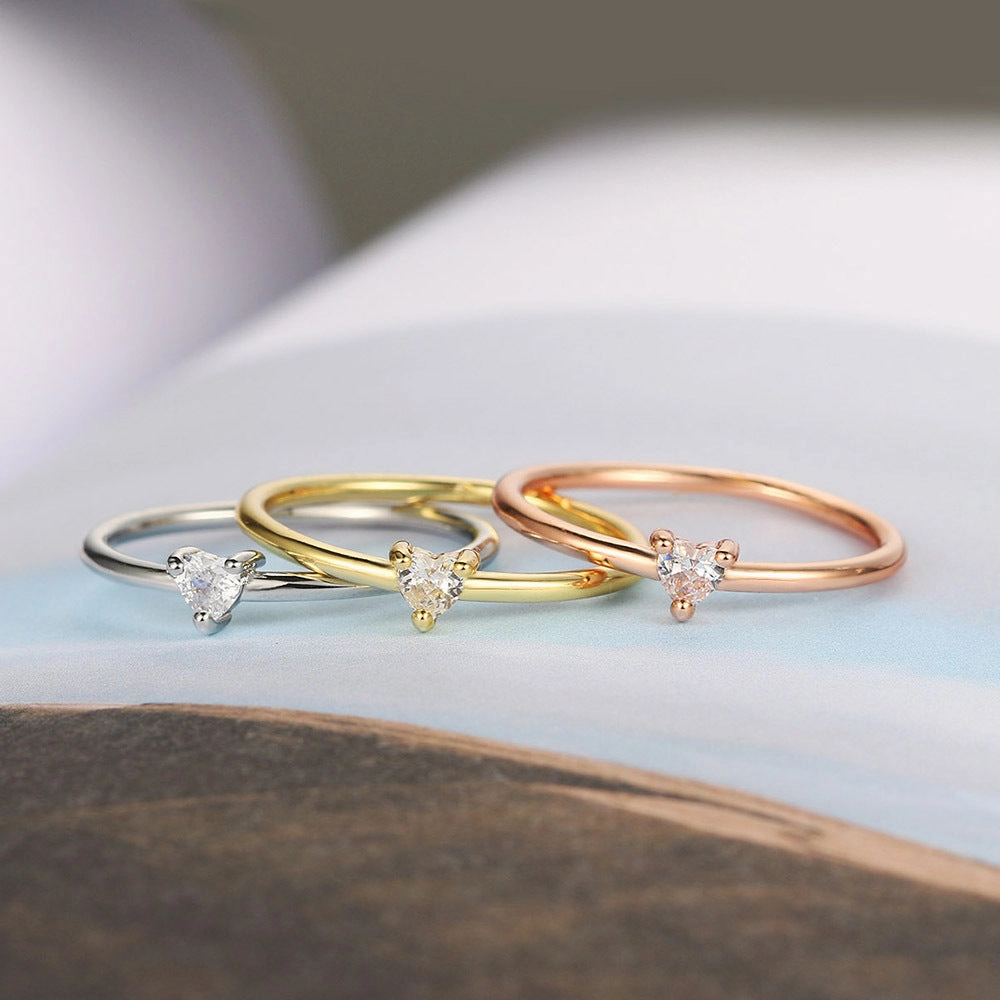 Wholesale Gold Plated Copper Simple Heart Shape Ring