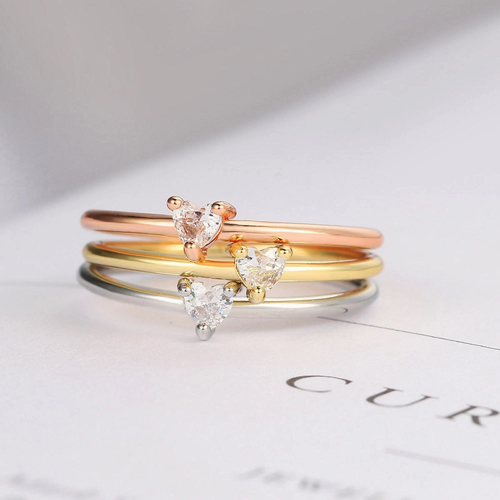 Wholesale Gold Plated Copper Simple Heart Shape Ring