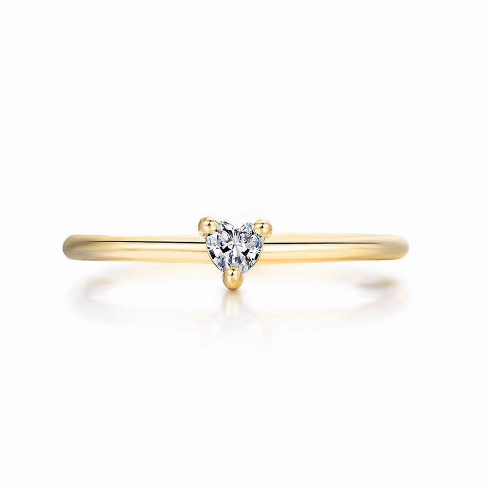 Wholesale Gold Plated Copper Simple Heart Shape Ring