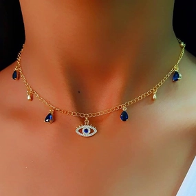 Wholesale Gold Plated Devil Eyes Punk Alloy Necklaces