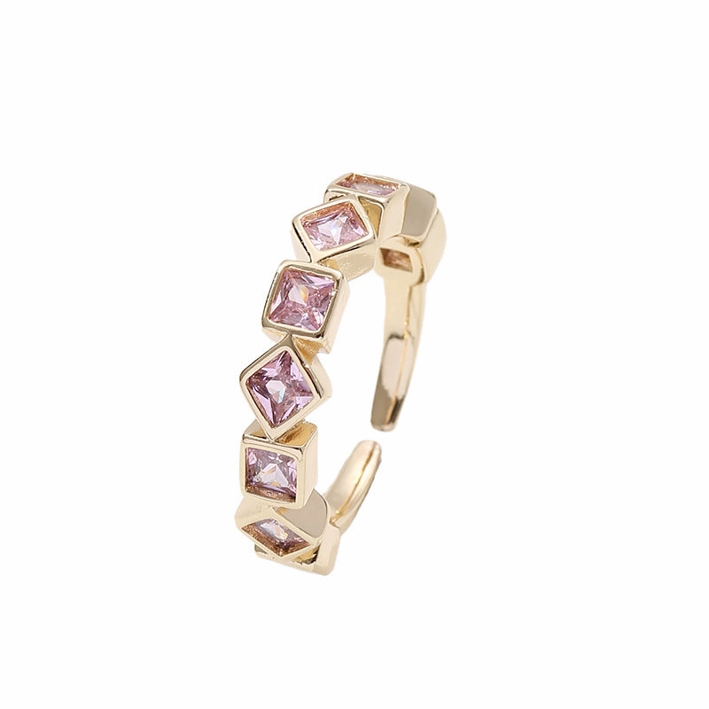 Wholesale Gold Plated Diamond Square Copper Rings