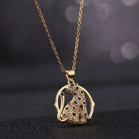 Wholesale Gold Plated Micro Paved Zircon Oil Drip Animal Pendant Necklaces