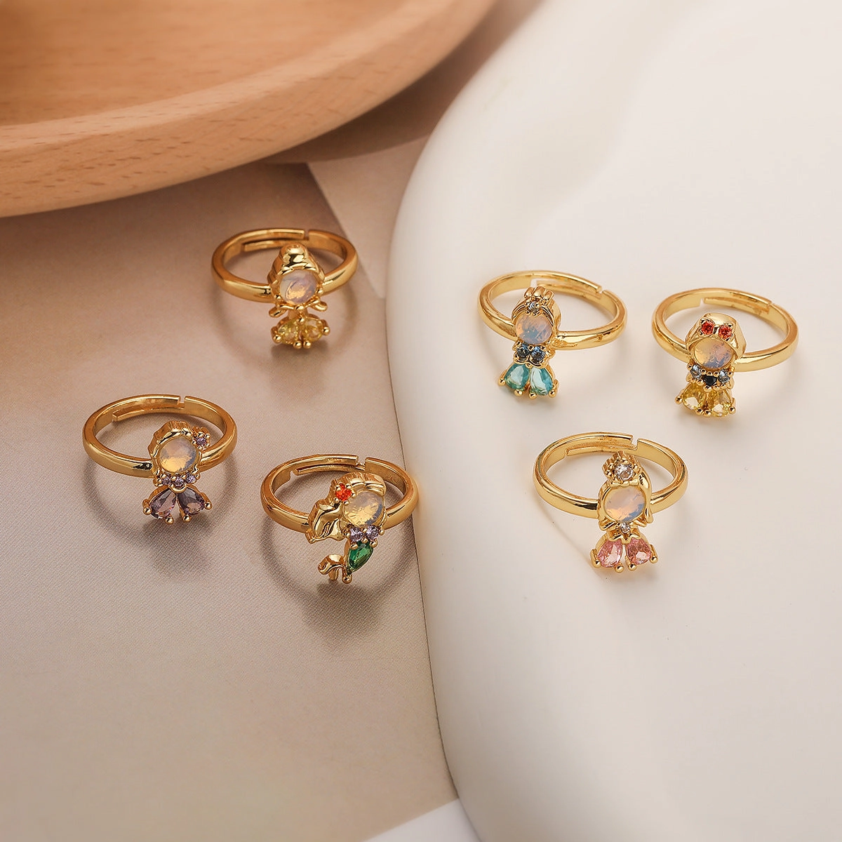 Wholesale Gold Plated Zircon Fairy Princess Ring