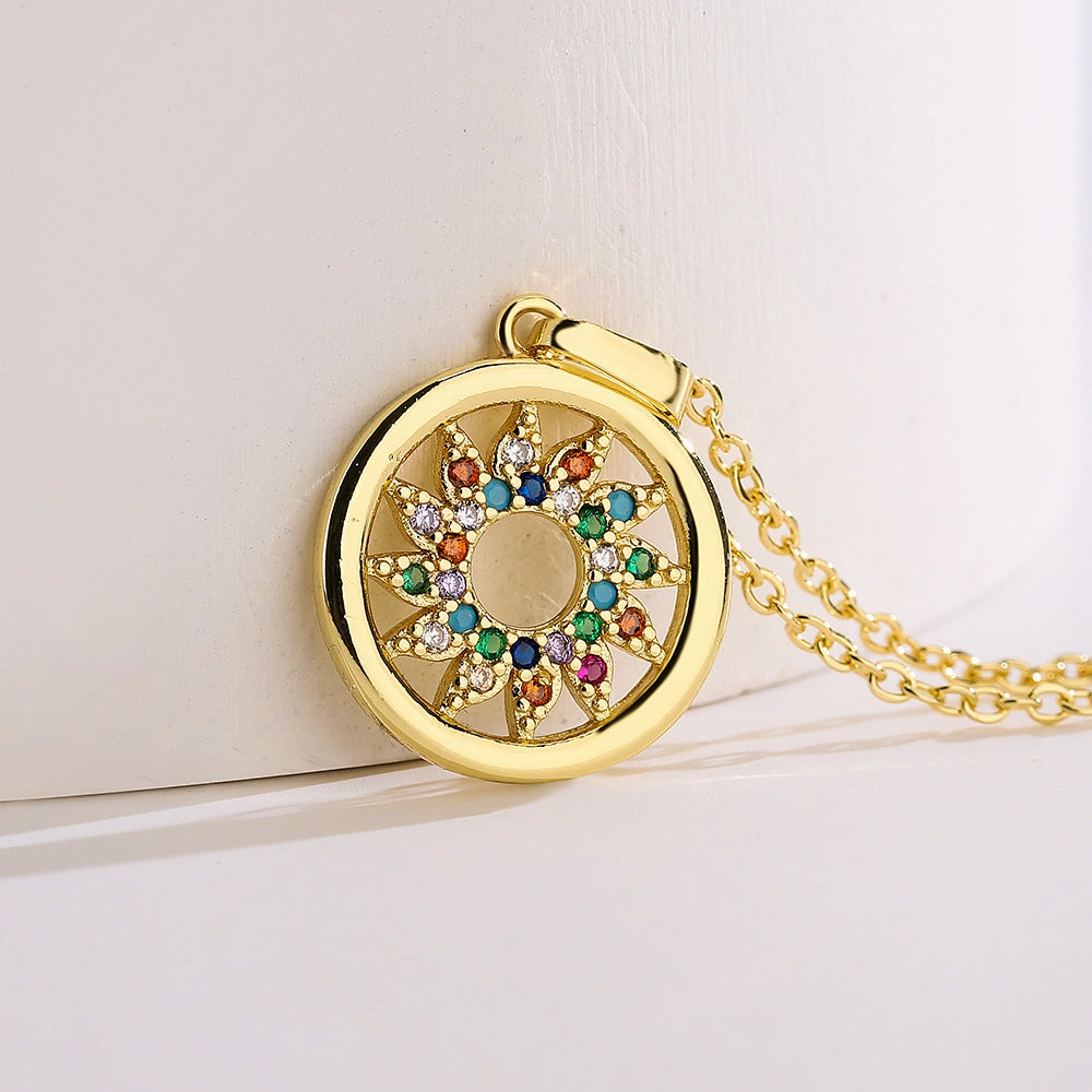 Wholesale Gold Plated Zircon Sun Moon Star Copper Necklaces