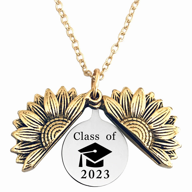 Wholesale Gold Sunflower Titanium Steel Necklaces