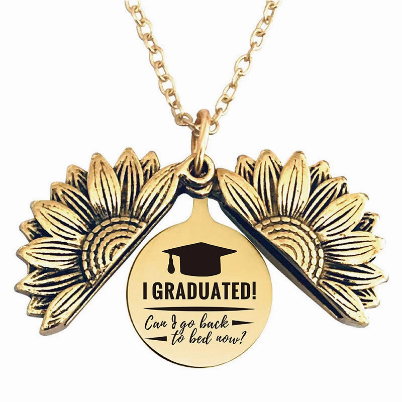 Wholesale Gold Sunflower Titanium Steel Necklaces