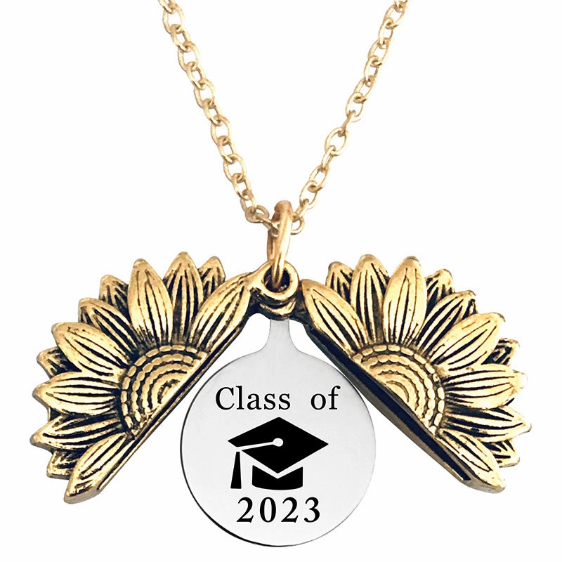 Wholesale Gold Sunflower Titanium Steel Necklaces