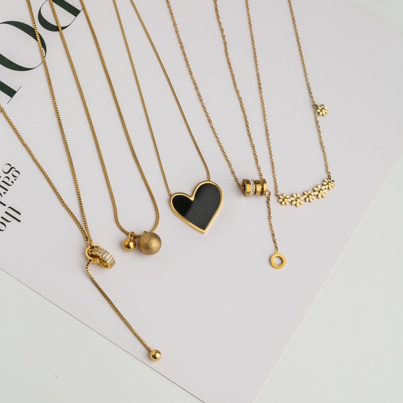 Wholesale Golden Titanium Steel Non-fading Necklace Clavicle Chain