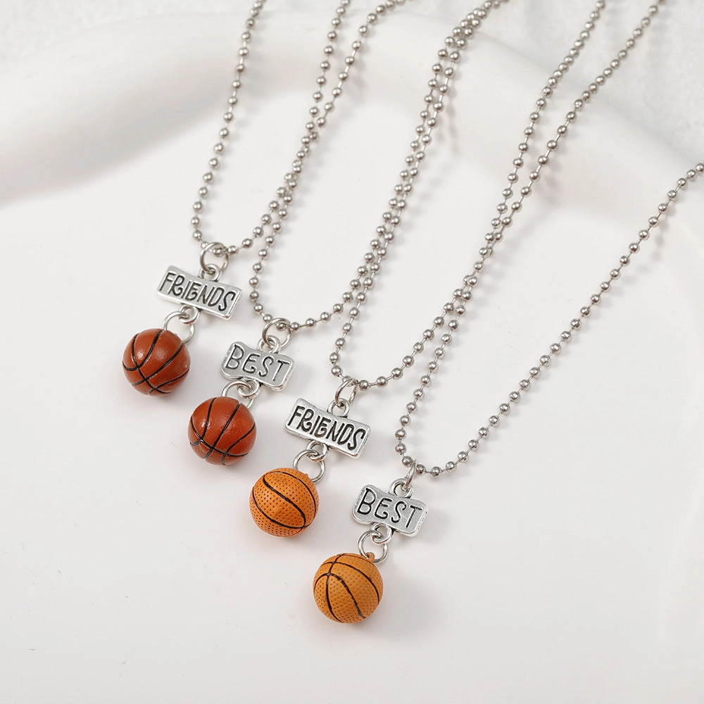 Wholesale Good Friends Basketball Soccer Pendant Alloy Necklaces