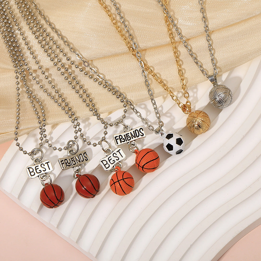 Wholesale Good Friends Basketball Soccer Pendant Alloy Necklaces