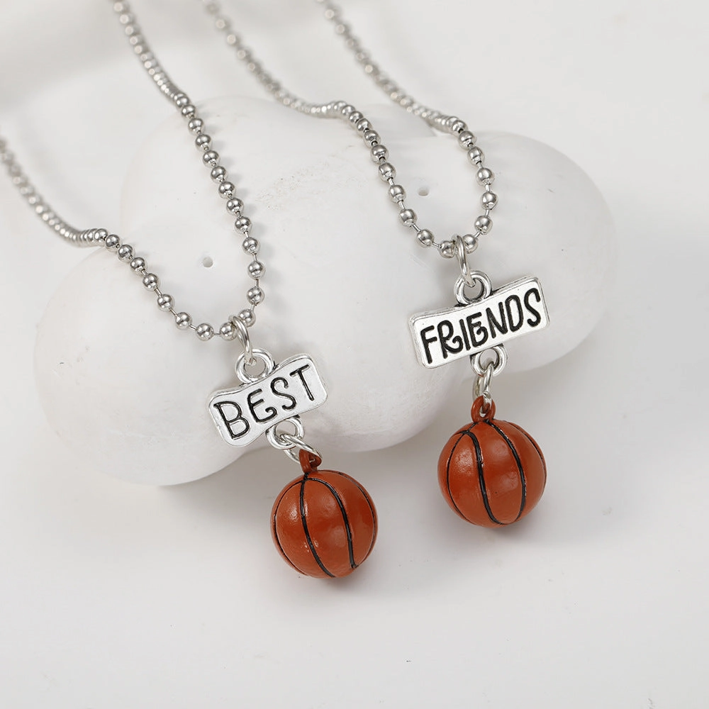 Wholesale Good Friends Basketball Soccer Pendant Alloy Necklaces