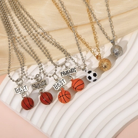Wholesale Good Friends Basketball Soccer Pendant Alloy Necklaces