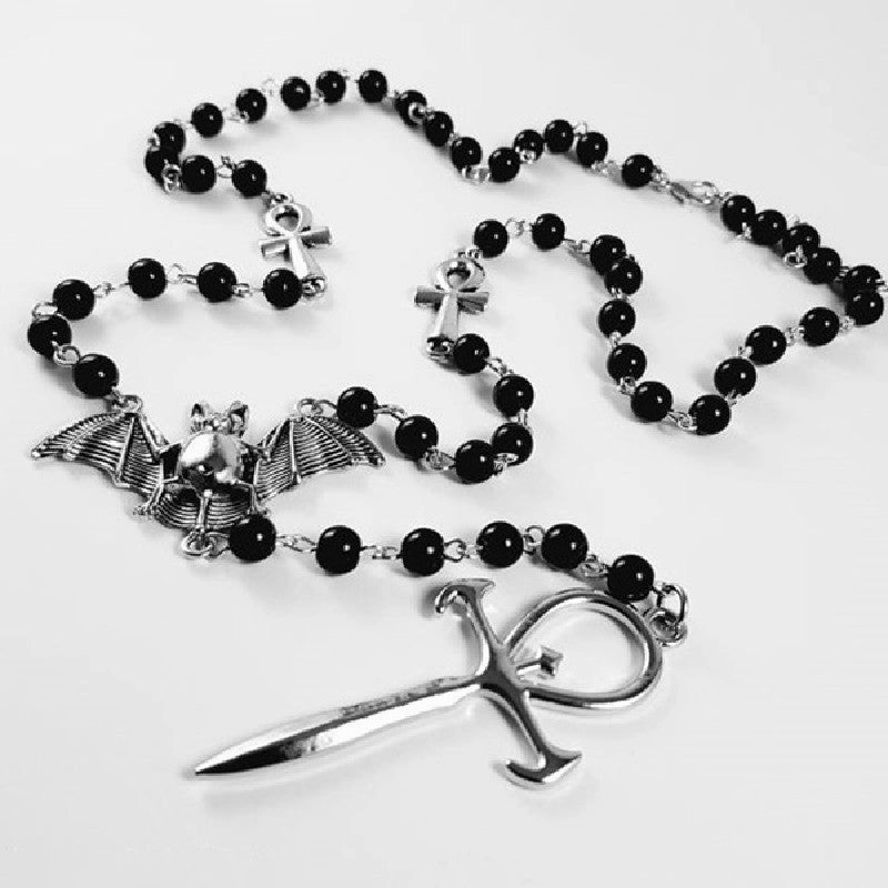 Wholesale Goth Theme Cross Alloy Ball Necklaces