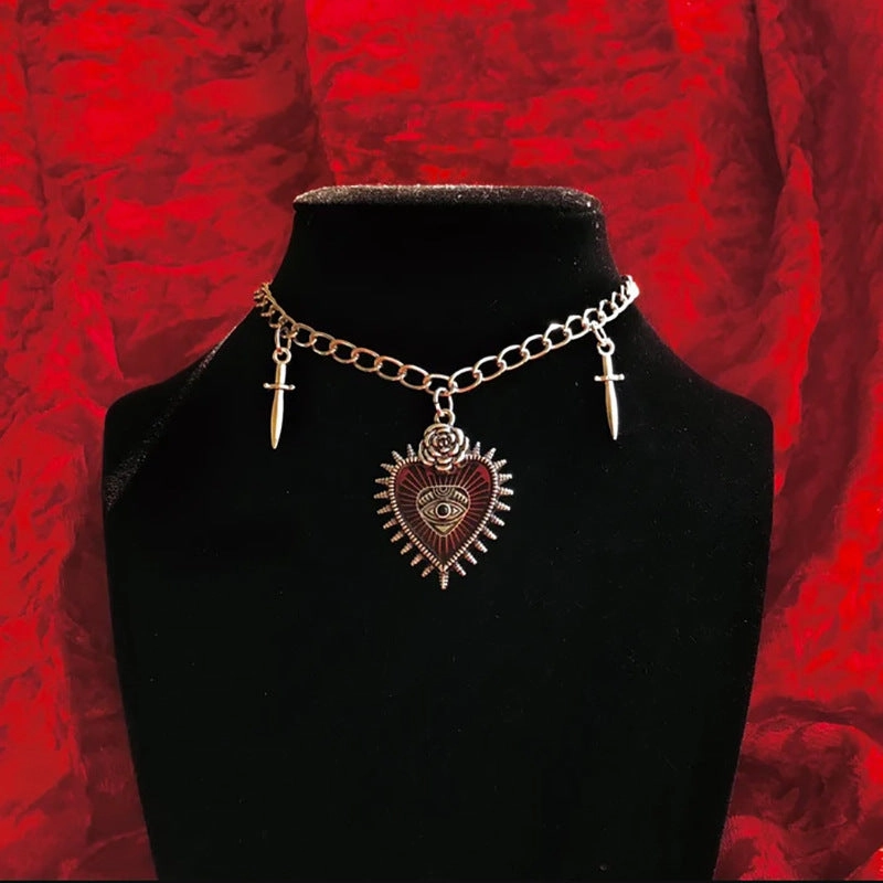 Wholesale Goth Theme Vintage Halloween Hearts Alloy Necklaces