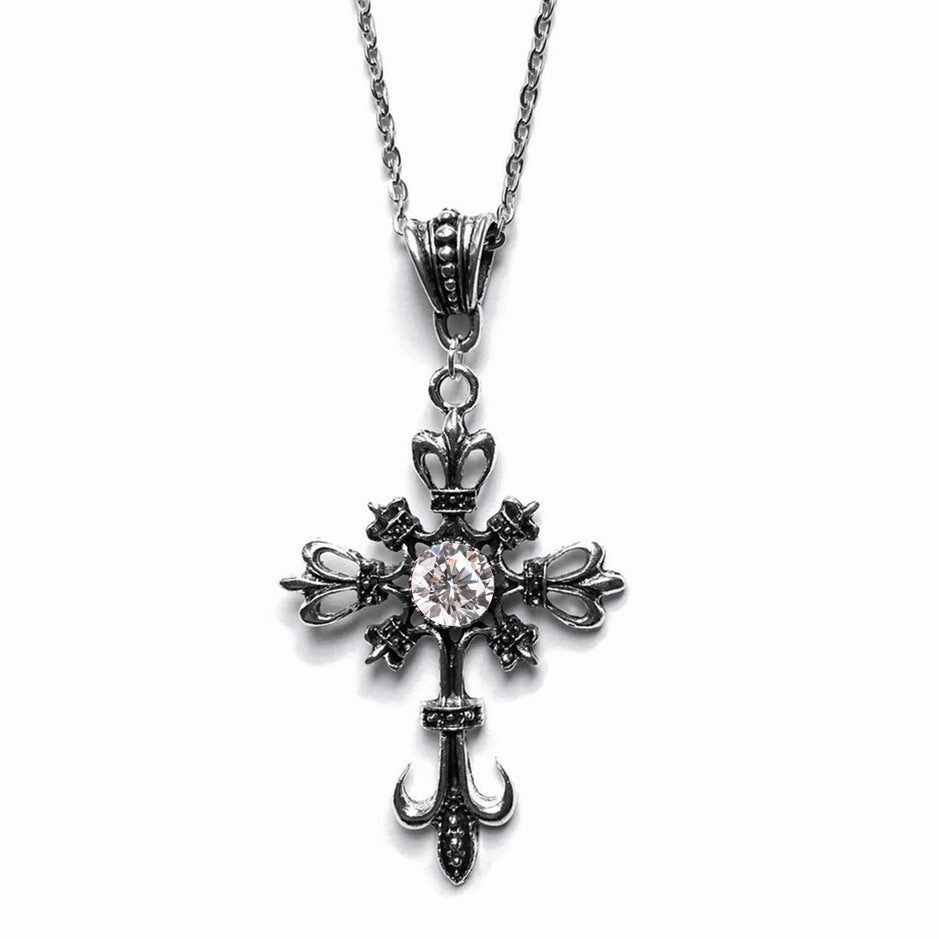 Wholesale Gothic Cross Crystal Pendants Alloy Necklaces