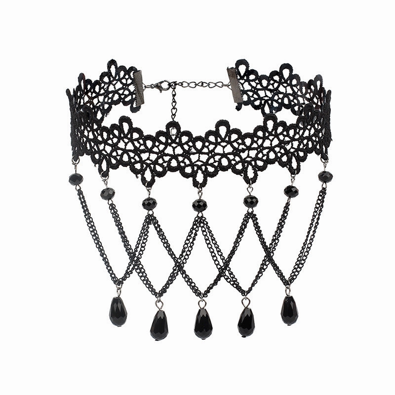 Wholesale Gothic Multilayer Tassel Lace Necklace