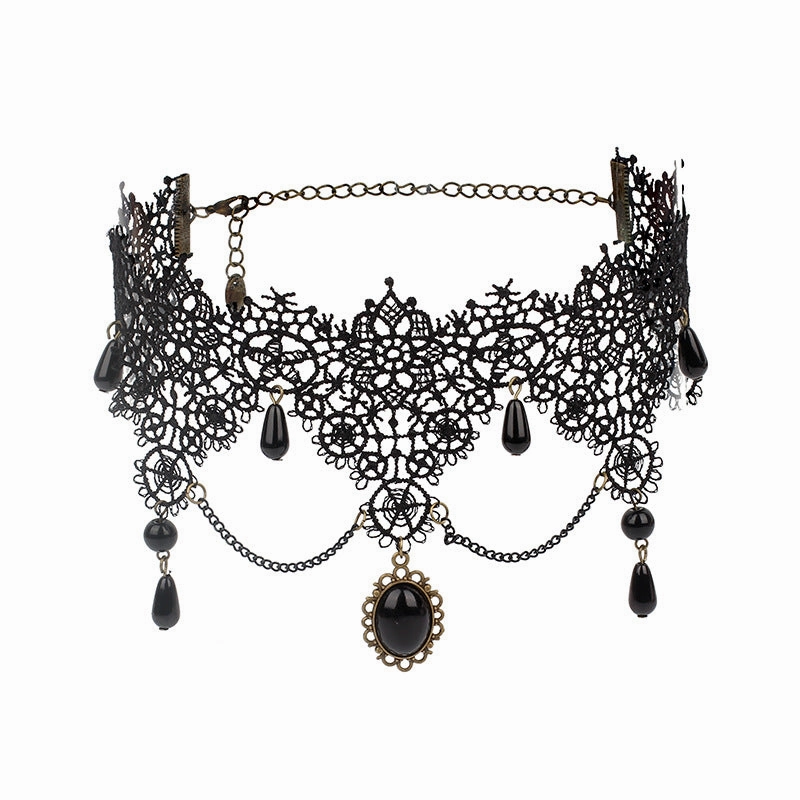 Wholesale Gothic Multilayer Tassel Lace Necklace