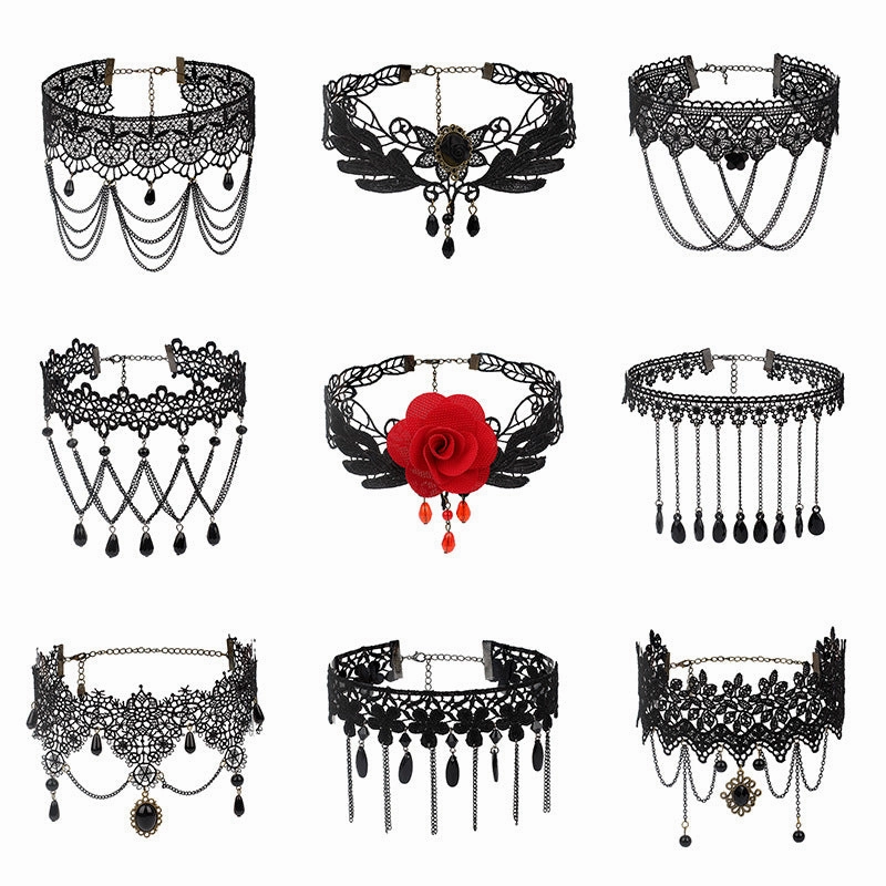 Wholesale Gothic Multilayer Tassel Lace Necklace