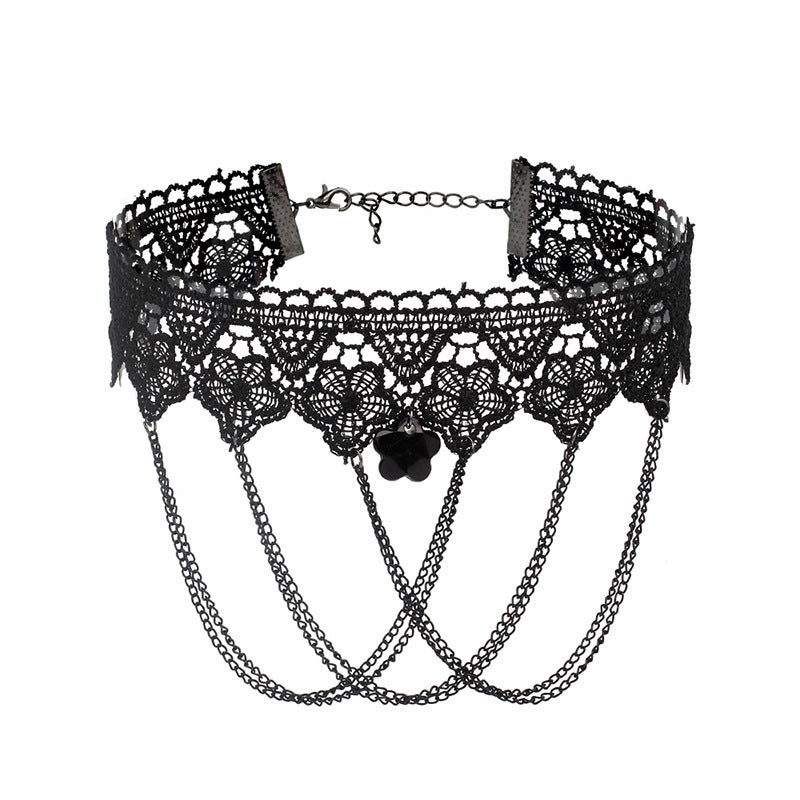 Wholesale Gothic Multilayer Tassel Lace Necklace