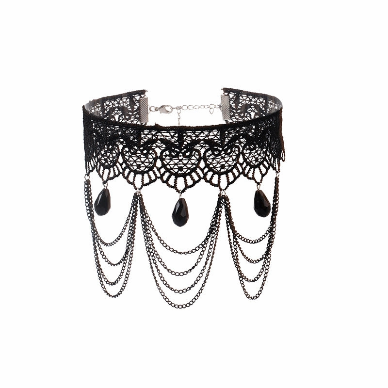 Wholesale Gothic Multilayer Tassel Lace Necklace
