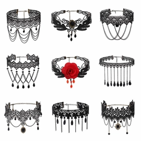 Wholesale Gothic Multilayer Tassel Lace Necklace