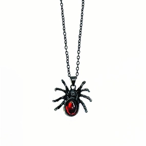 Wholesale Gothic Red Crystal Cute Spider Pendant Alloy Necklaces