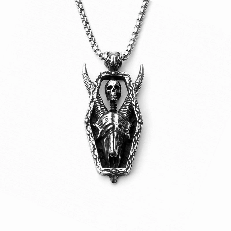 Wholesale Gothic Stainless Steel Sheep Head Skull Titanium Steel Necklace