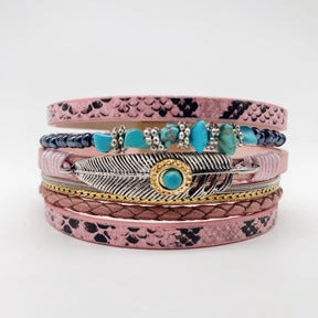 Wholesale Gravel Bohemian Plant Leaf Vintage Minimalist Natural Stone Bracelet