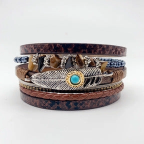 Wholesale Gravel Bohemian Plant Leaf Vintage Minimalist Natural Stone Bracelet